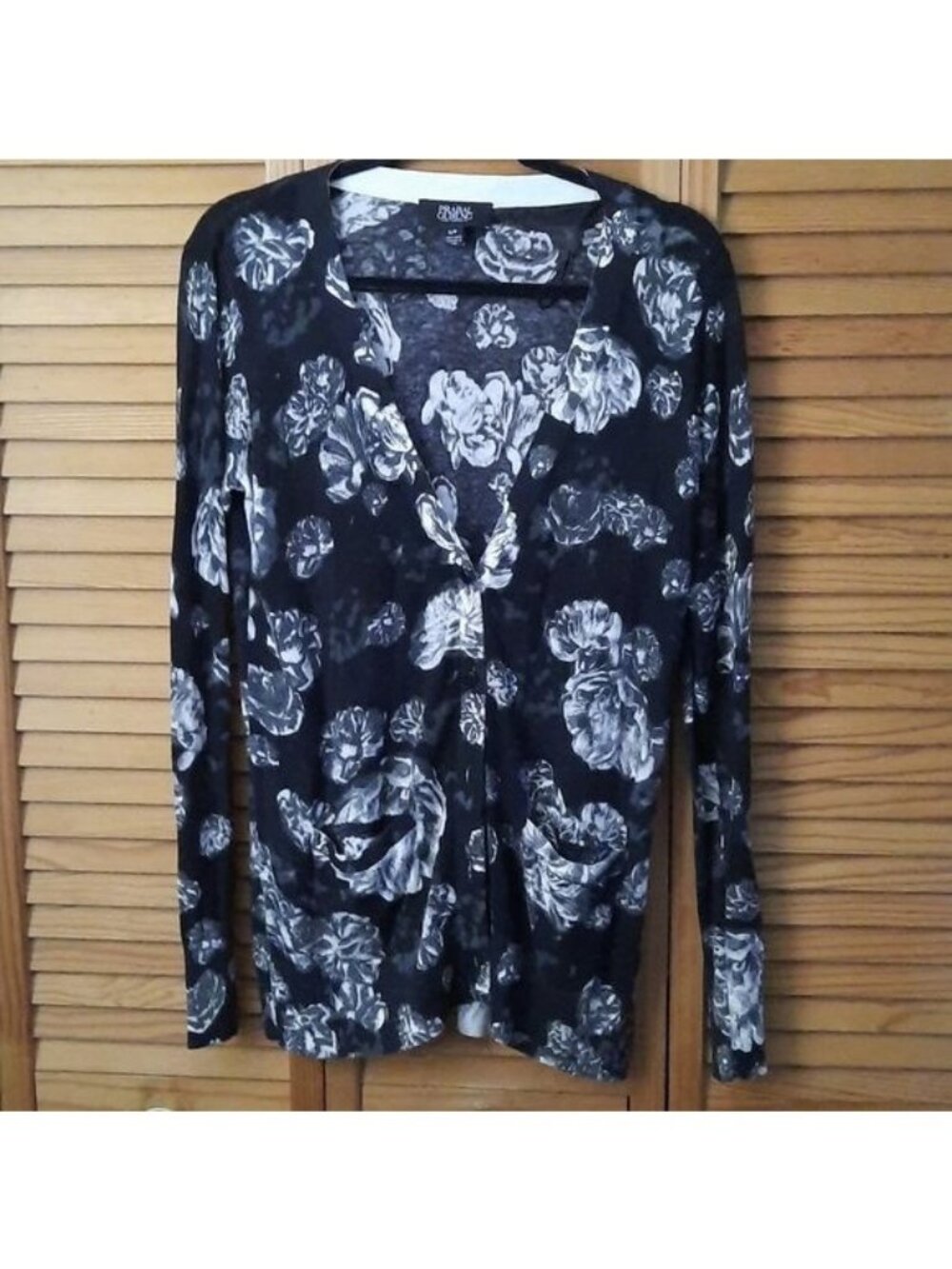 Prabal Gurung Meet The Parents Black White Grey Floral Print Cardigan Size S/P